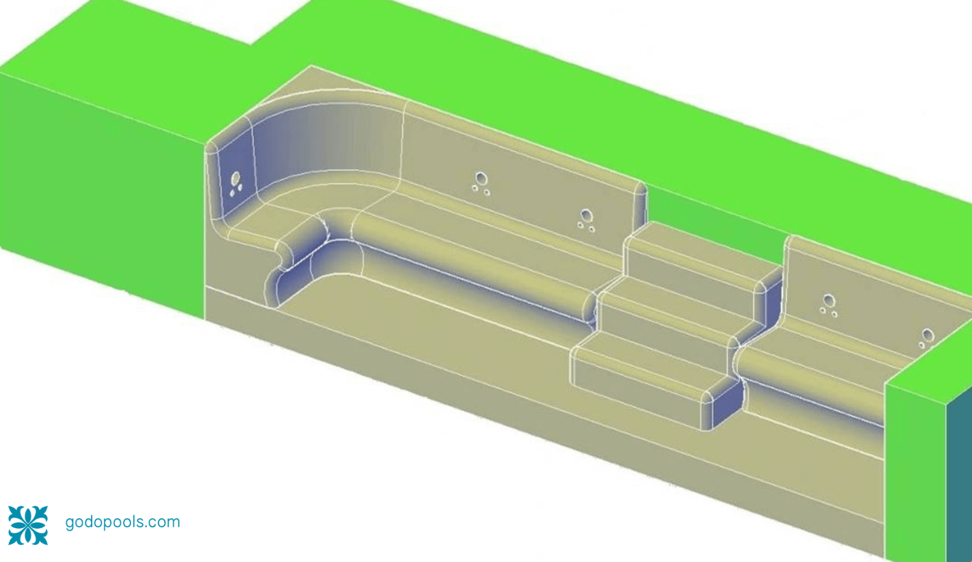 3D design of structure for modular pool in EPS