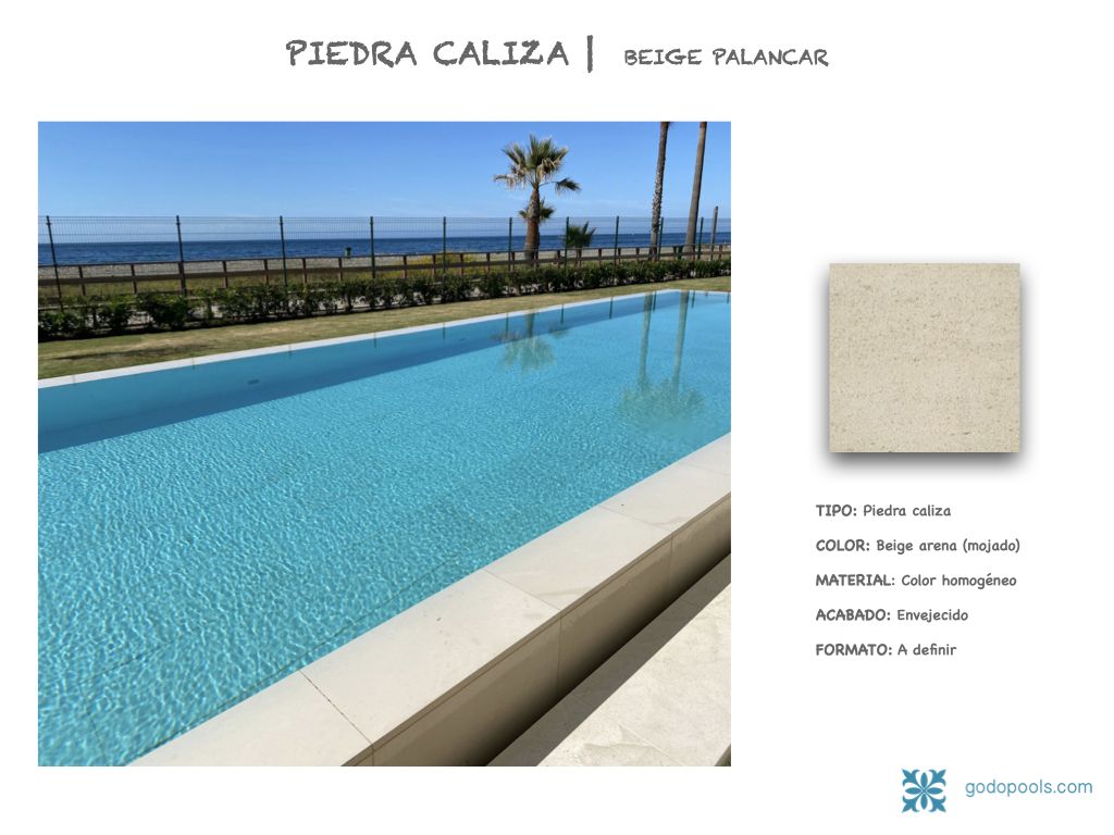 Revestimiento de piedra natural para piscinas. Piedra Caliza