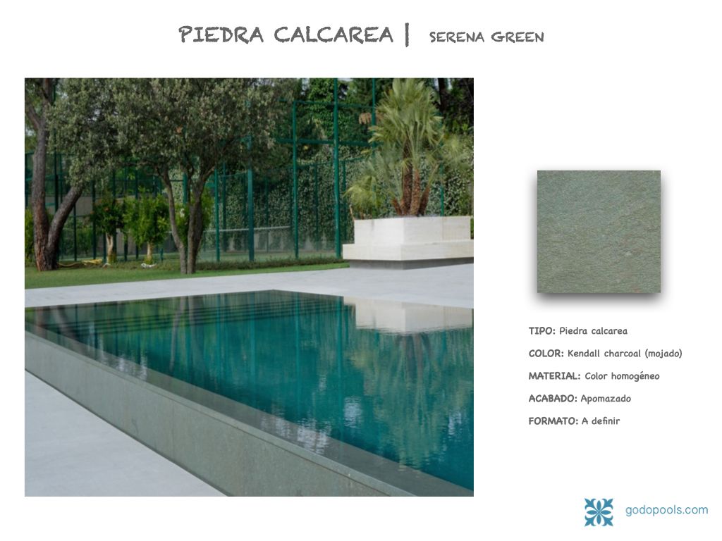 Revestimiento de Piedra Natural para Piscinas. Piedra Calcarea Serena Green