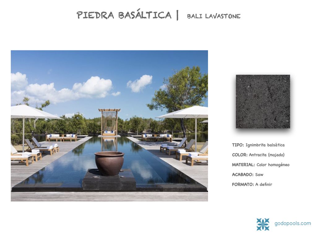 Revestimiento en piedra basáltica para piscinas. GodoPools