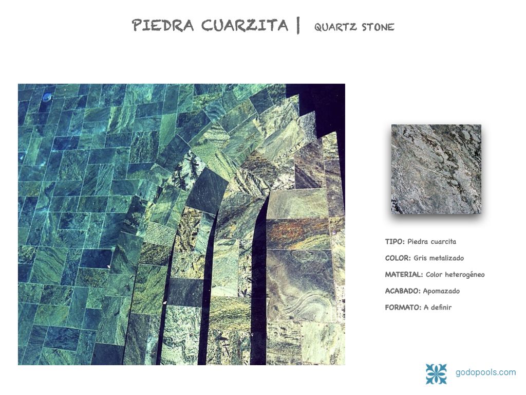 Revestimiento de Piedra Natural para piscinas. Cuarzita