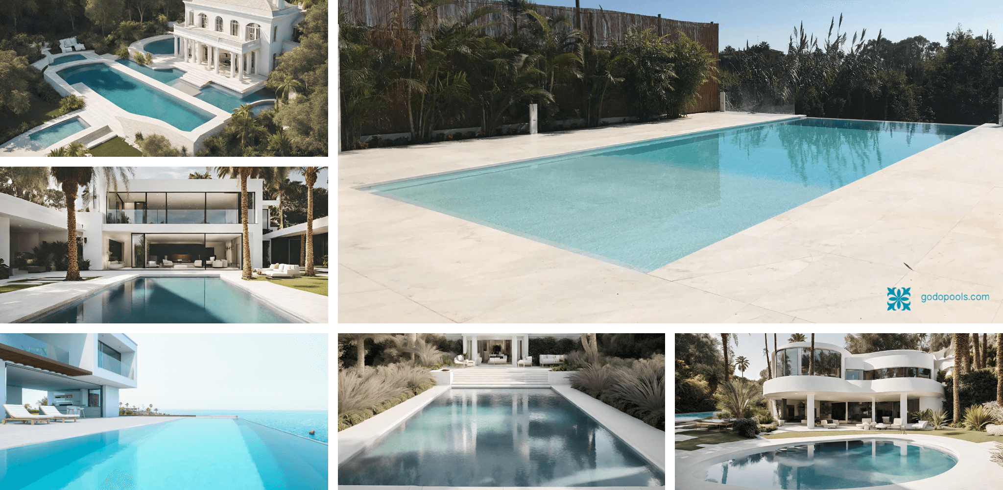 Projects with white pools to inspire you. You can find a multitude of designs on Pinterest.