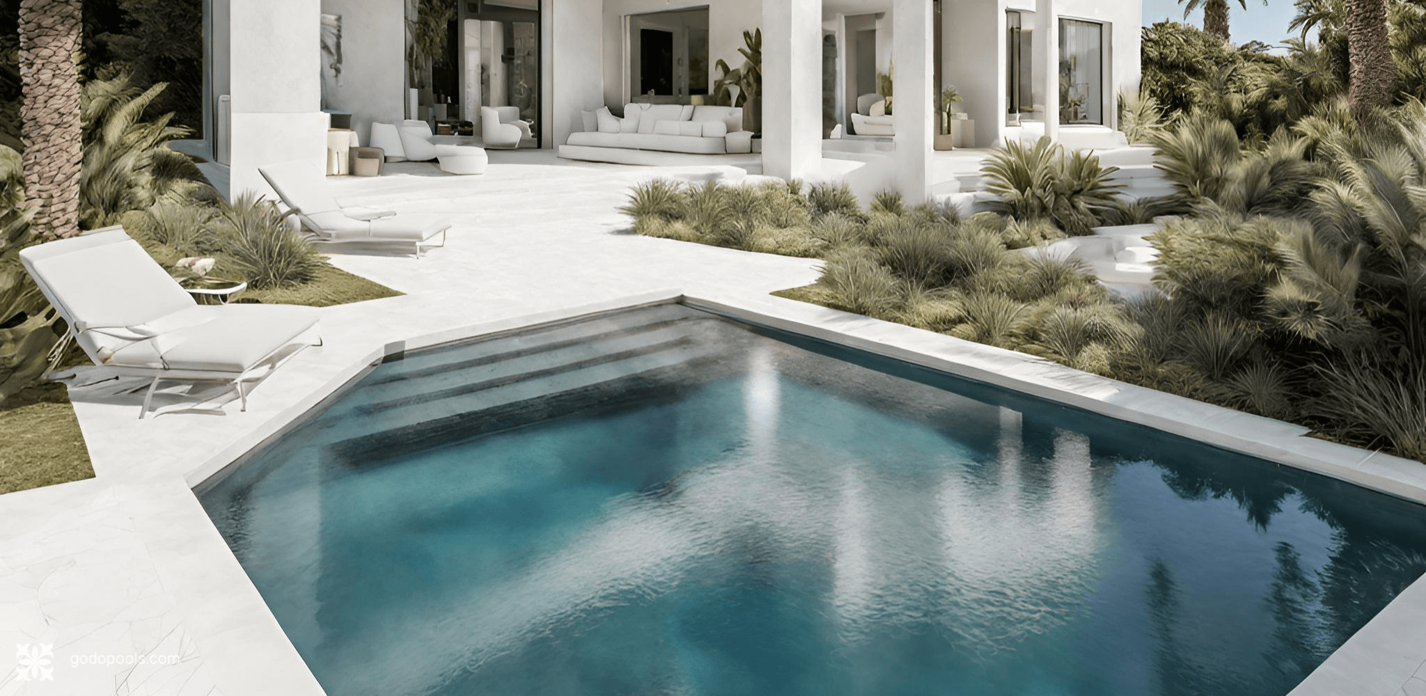 armonizar las piscinas blancas con el entorno