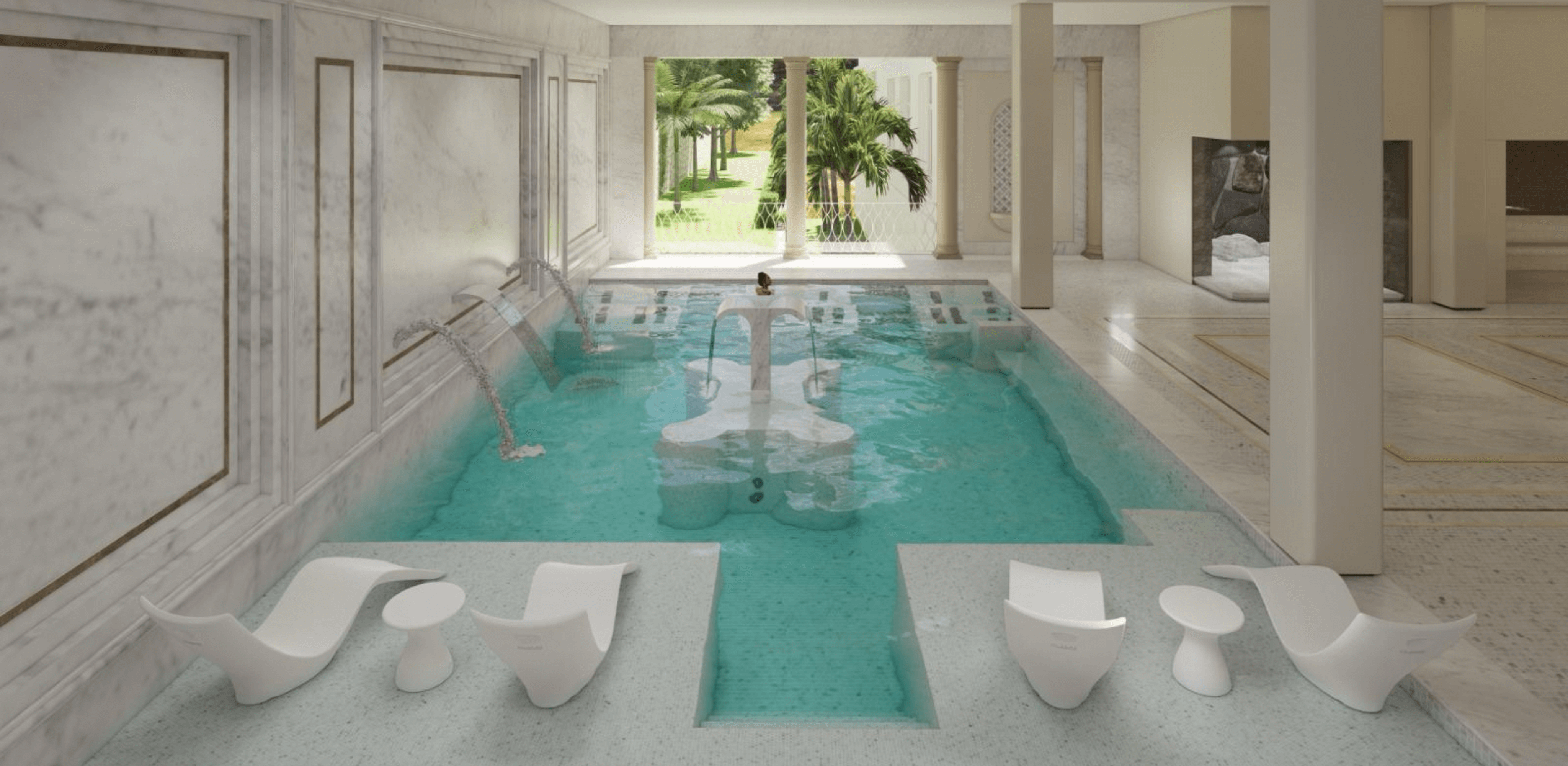 3D design of Wellness Area in Altea (Alicante) with relaxation area and low depth of water
