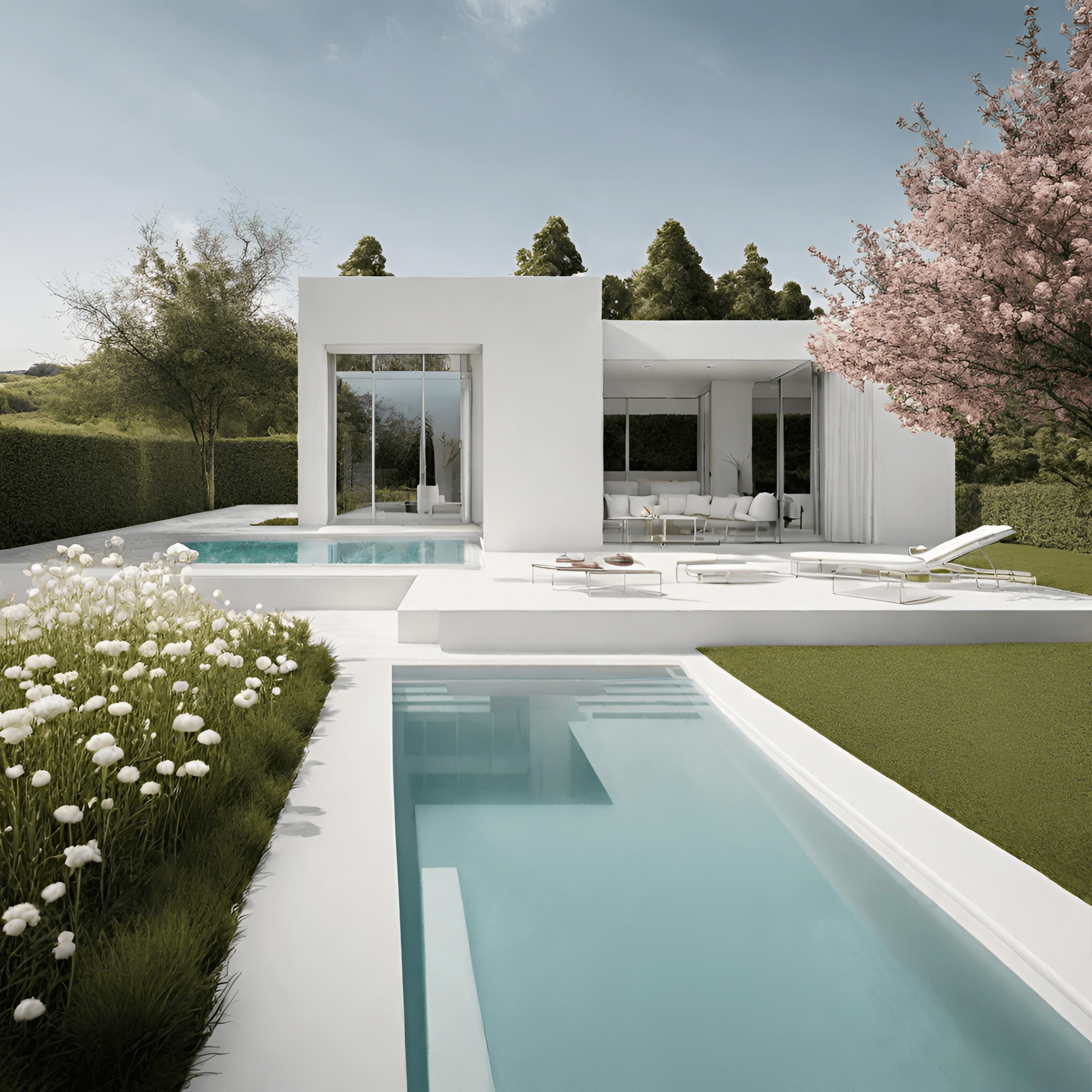 elegancia piscinas blancas arquitectura moderna