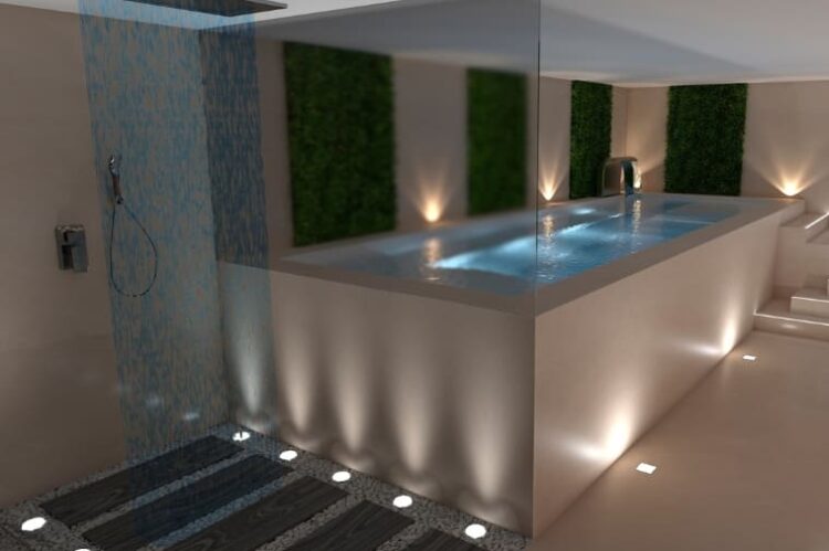 Proyecto 3D de zona wellness y spa del Hotel Alanda en Marbella